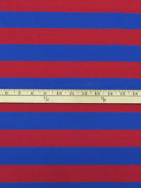 Crimson/Royal Azure Cotton/Polyester Horizontal Stripe Yarn-Dyed Jersey Knit 58W