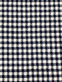 Navy Blue/White 100% Cotton Mini Buffalo Check Print Interlock Knit 52W