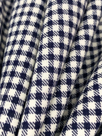 Navy Blue/White 100% Cotton Mini Buffalo Check Print Interlock Knit 52W