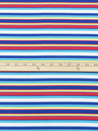 Sapphire/Ferrari Red/Sky Blue/Multi Cotton/Polyester Horizontal Stripe Jersey Knit 58W