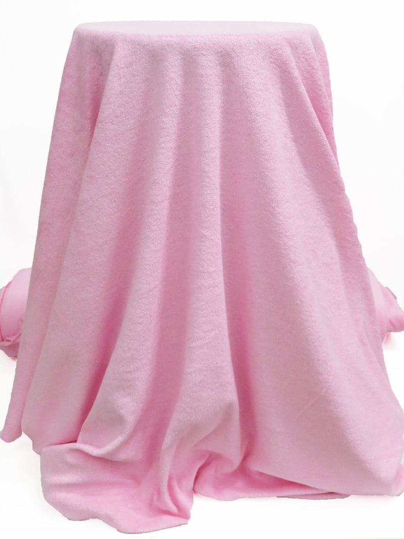 Bubblegum Pink Cotton/Polyester Velour Terry Knit 59W