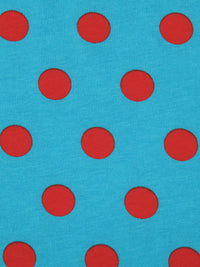 Pacific Blue/Cherry Red Cotton/Lycra Polka Dot Print Jersey Knit 60W