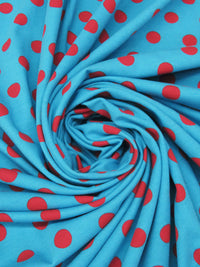 Pacific Blue/Cherry Red Cotton/Lycra Polka Dot Print Jersey Knit 60W