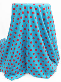 Pacific Blue/Cherry Red Cotton/Lycra Polka Dot Print Jersey Knit 60W