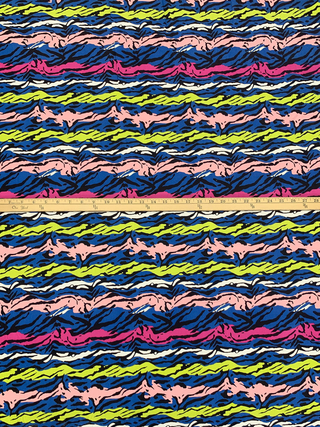 Deep Sapphire/Royal Pink/Bitter Lemon/Multi 100% Rayon Horizontal Stylized Animal Print Challis 57W