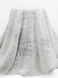 Soft White/Dark Lead Gray 100% Polyester Double-Faced Sherpa Fleece - NY Designer - 58W