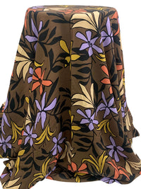 Umber Brown/Wisteria/Maize/Multi 100% Rayon Floral Print Challis 56W