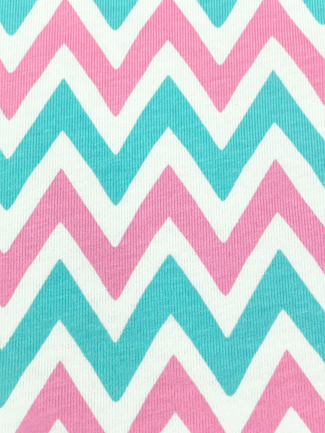 Amaranth Pink/Tiffany Blue/White Cotton/Lycra Chevron Print Jersey Knit 70W