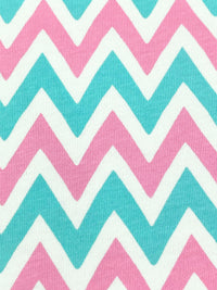 Amaranth Pink/Tiffany Blue/White Cotton/Lycra Chevron Print Jersey Knit 70W