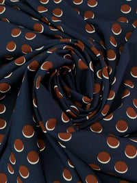 Navy/Sepia Brown/Off-White Polyester/Lycra Vertical Dual Dot Print Stretch Blouse Weight Woven 59W