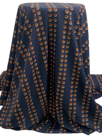 Navy/Sepia Brown/Off-White Polyester/Lycra Vertical Dual Dot Print Stretch Blouse Weight Woven 59W