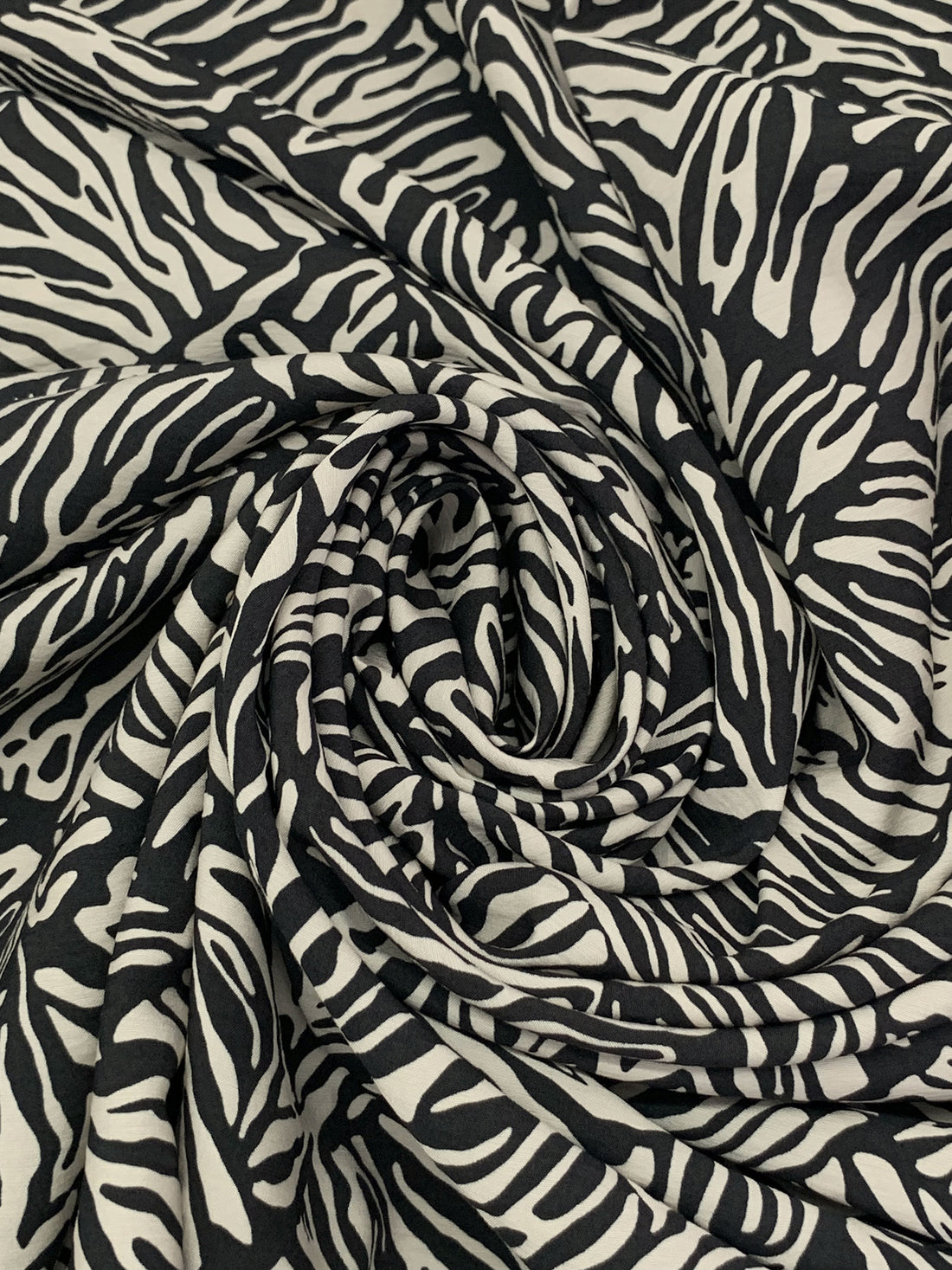 Bone/Black Rayon/Nylon Abstract Diamond Animal Print Challis 57W