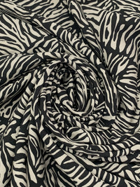 Bone/Black Rayon/Nylon Abstract Diamond Animal Print Challis 57W