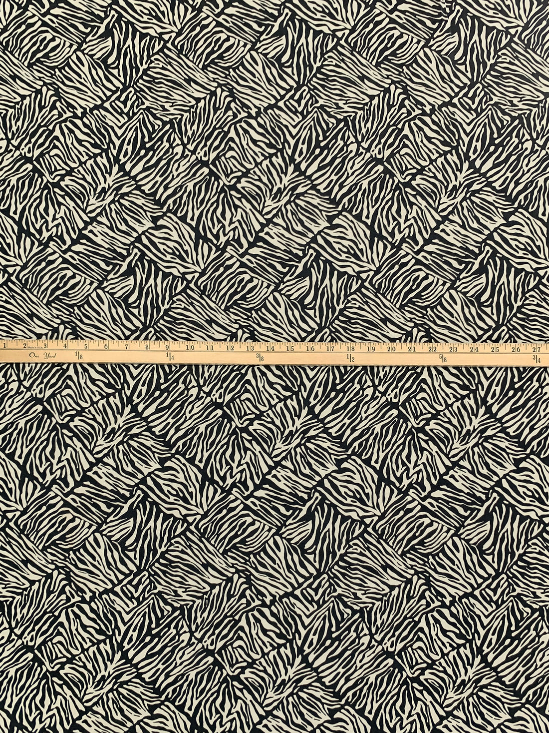 Bone/Black Rayon/Nylon Abstract Diamond Animal Print Challis 57W