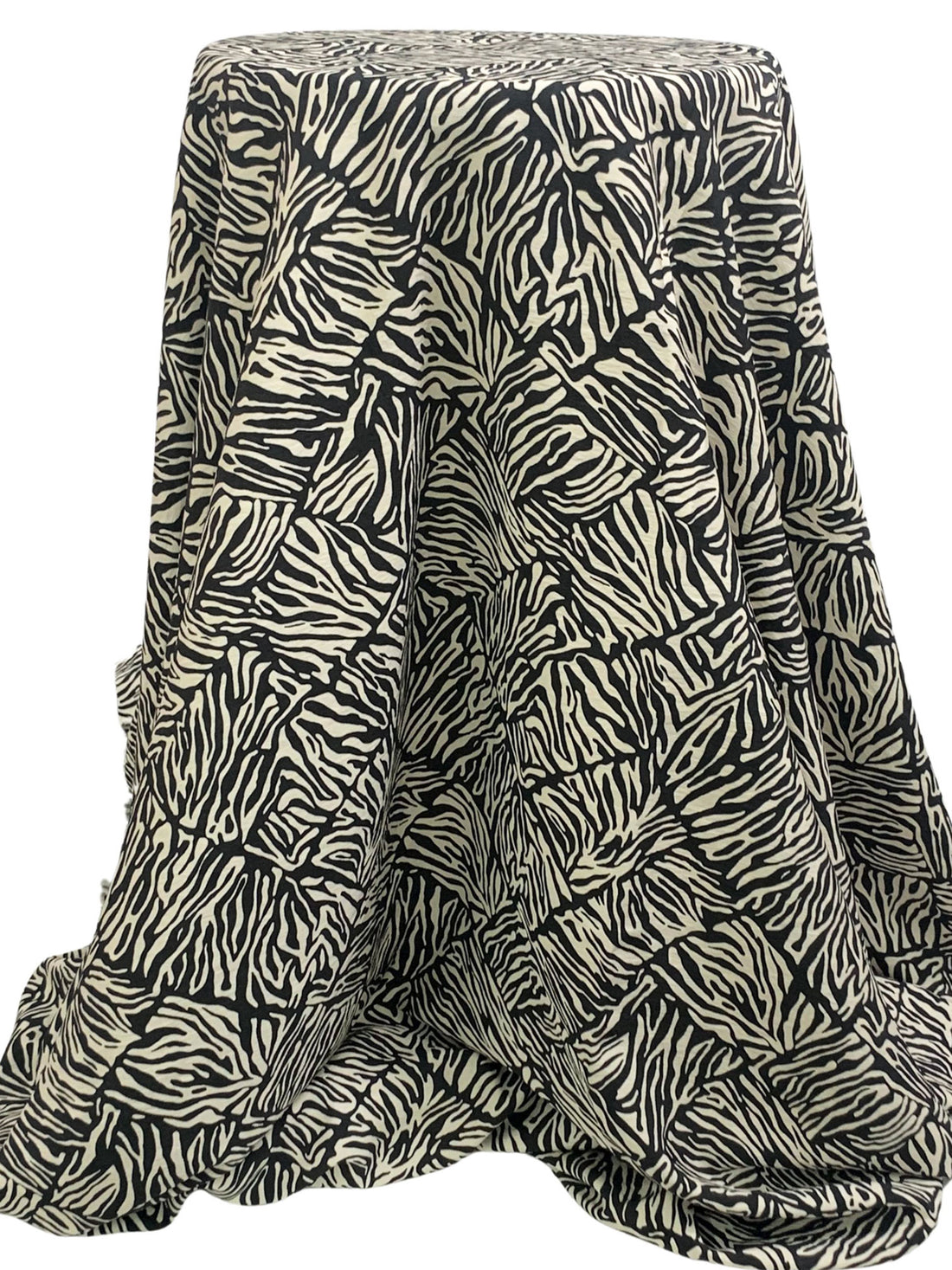Bone/Black Rayon/Nylon Abstract Diamond Animal Print Challis 57W