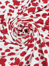 White/Cherry Red Cotton/Lycra Animal Print Jersey Knit 60W