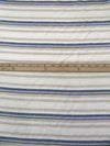Off-White/Muted Dark Navy/Dark Vanilla Rayon/Linen Horizontal Stripe Weave Shirt Weight Woven - NY Designer - 56W