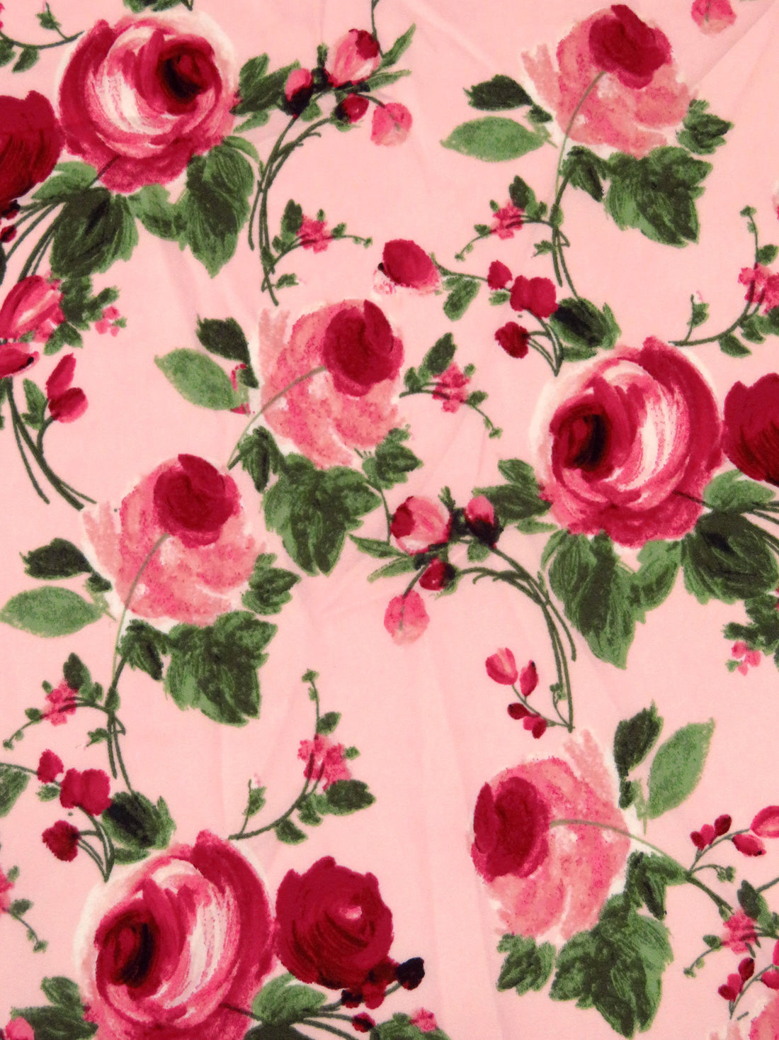 Bubblegum/French Wine/Moss Green/Multi Recycled Polyester/Polyester Abstract Rose Print Charmeuse - NY Designer - 60W