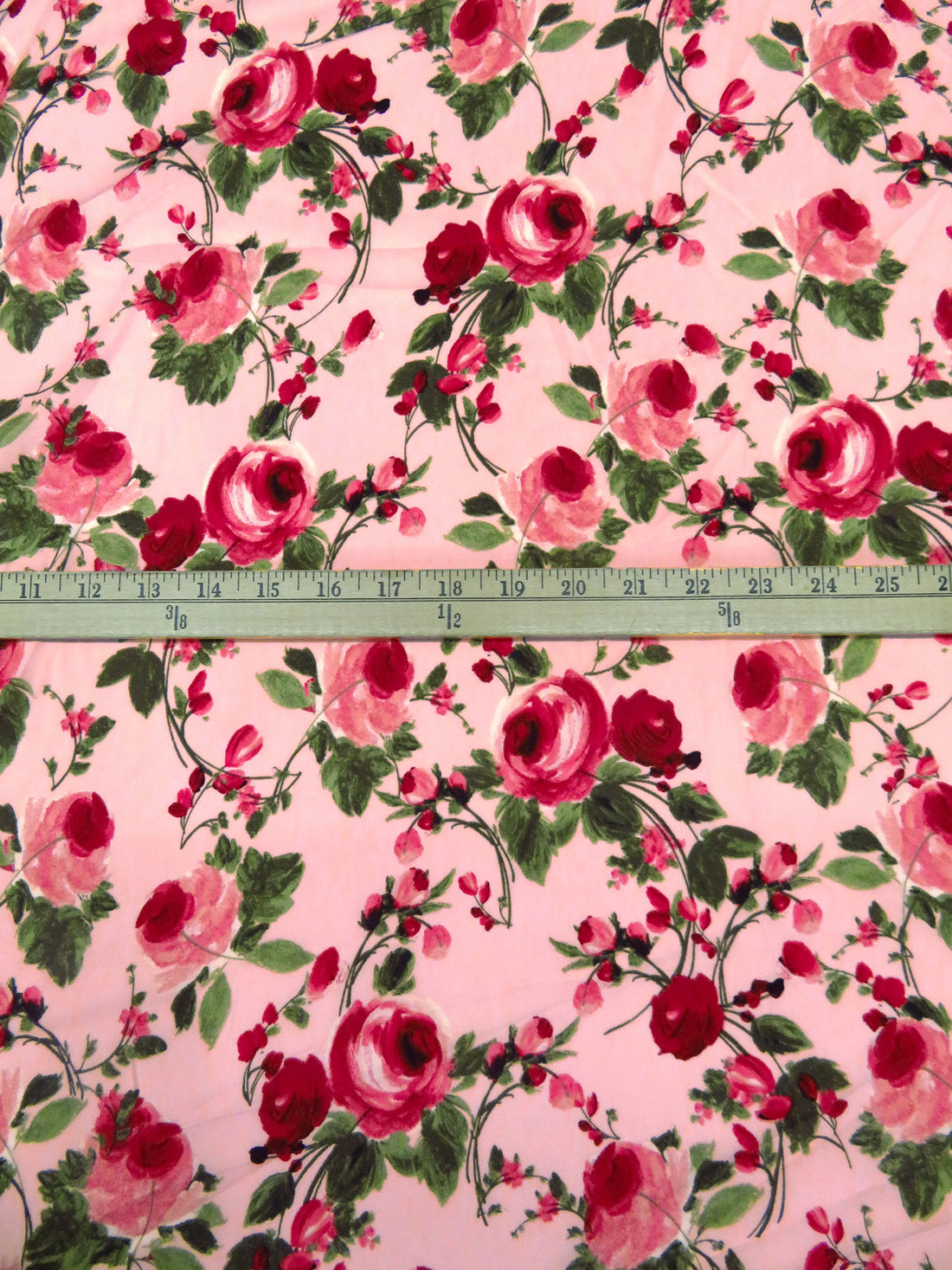Bubblegum/French Wine/Moss Green/Multi Recycled Polyester/Polyester Abstract Rose Print Charmeuse - NY Designer - 60W