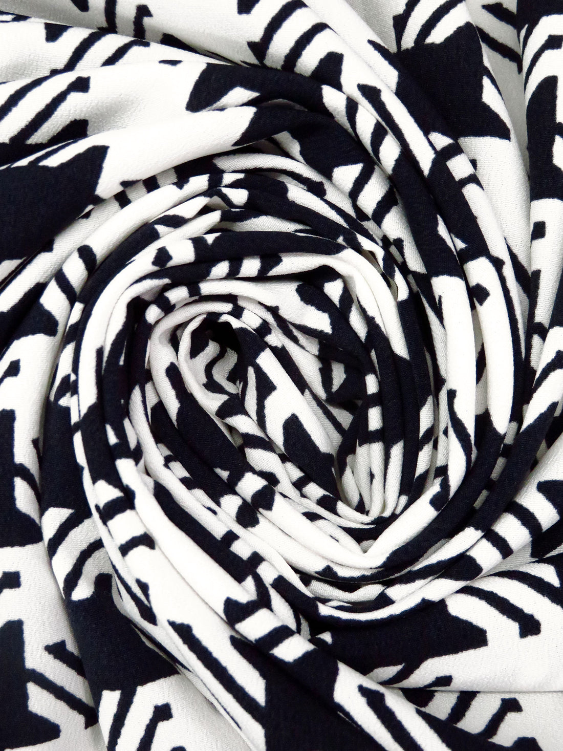 Off-White/Muted Midnight Navy 100% Polyester Novelty Houndstooth Print Crepe de Chine - NY Designer - 60W