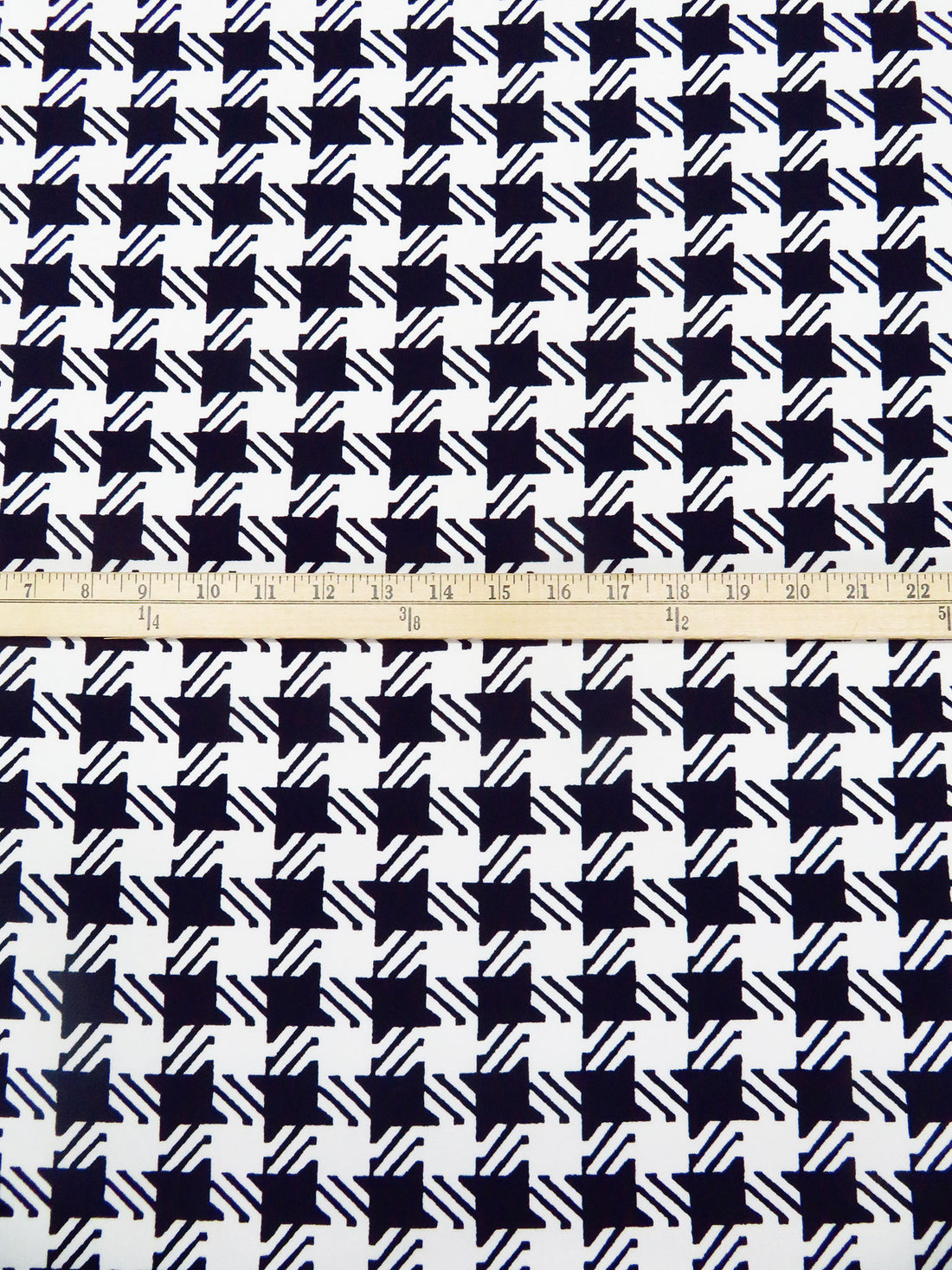 Off-White/Muted Midnight Navy 100% Polyester Novelty Houndstooth Print Crepe de Chine - NY Designer - 60W
