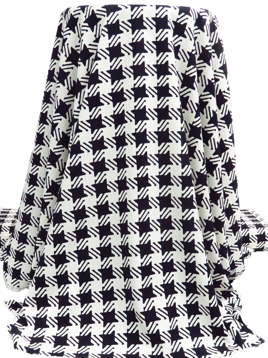 Off-White/Muted Midnight Navy 100% Polyester Novelty Houndstooth Print Crepe de Chine - NY Designer - 60W
