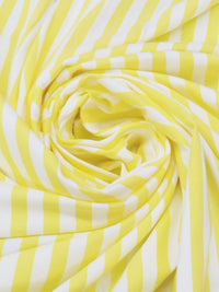 Soft Lemon/White Cotton/Lycra Vertical Stripe Print Jersey Knit 58W