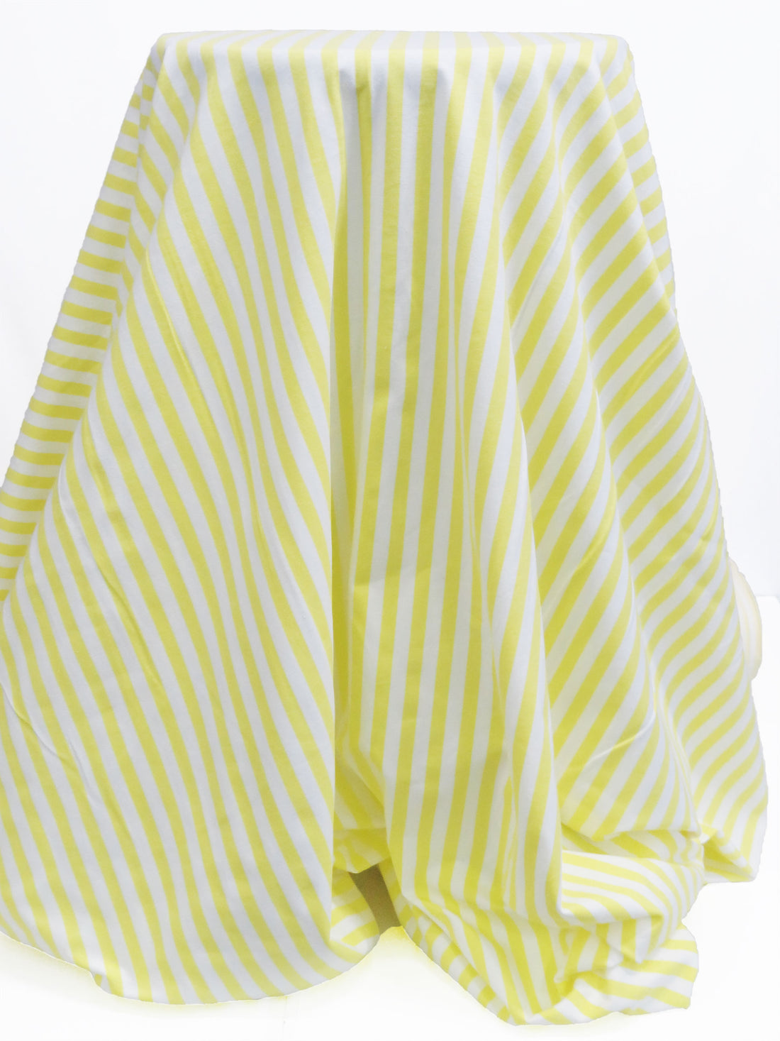 Soft Lemon/White Cotton/Lycra Vertical Stripe Print Jersey Knit 58W