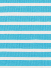 Deep Sky Blue/White Cotton/Lycra Horizontal Stripe Print Jersey Knit 58W