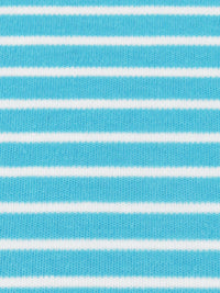 Bright Sky Blue/White Cotton/Polyester Horizontal Stripe Interlock Knit 62W