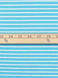 Bright Sky Blue/White Cotton/Polyester Horizontal Stripe Interlock Knit 62W