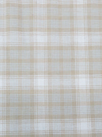 Soft Latte/White/Pale Powder Blue 100% Cotton Plaid Flannel Suiting - NY Designer - 56W