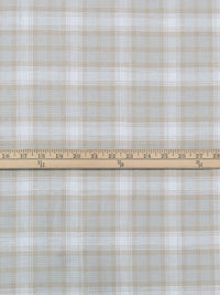 Soft Latte/White/Pale Powder Blue 100% Cotton Plaid Flannel Suiting - NY Designer - 56W