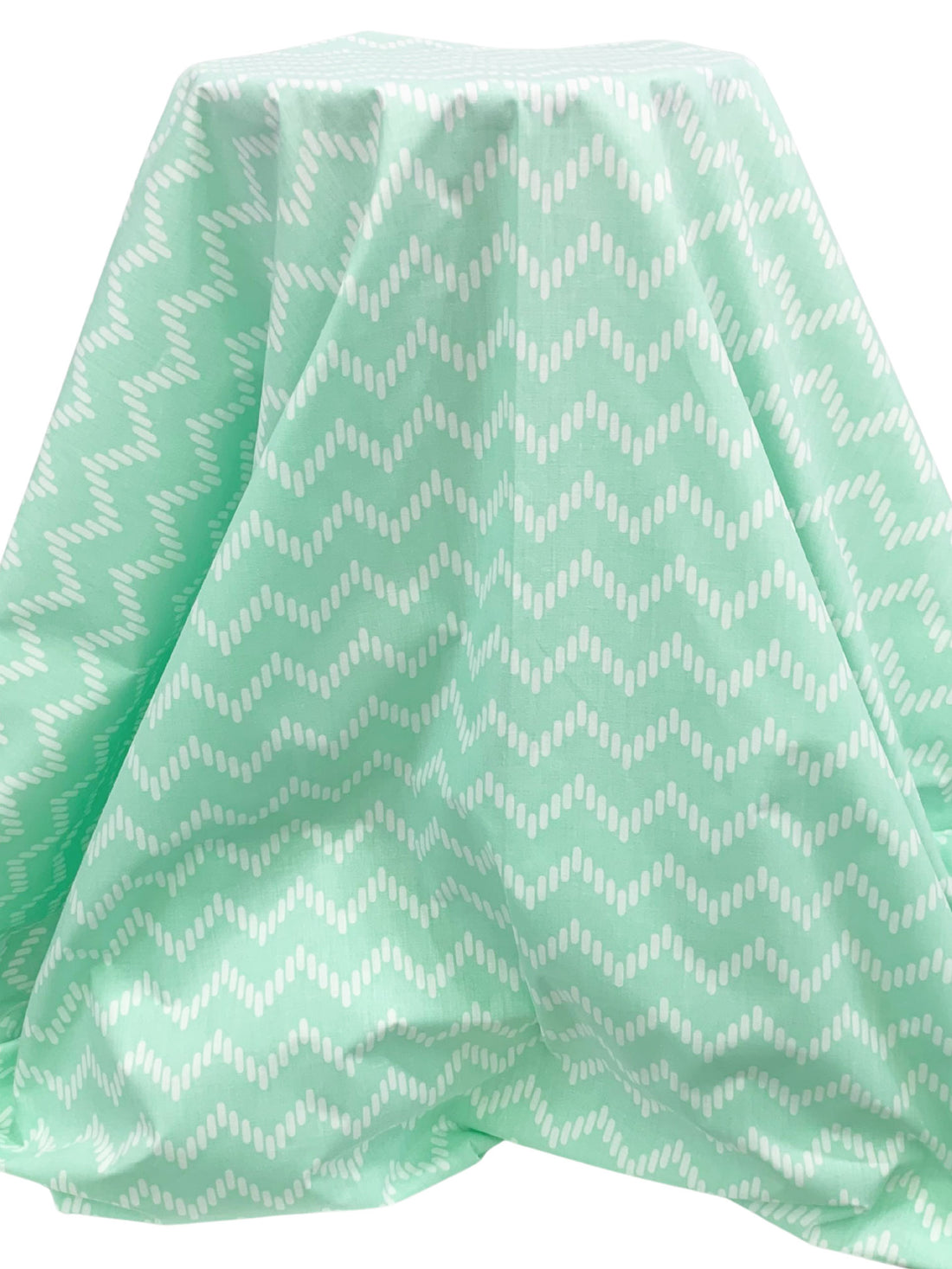 Soft Sea Glass Green/White Polyester/Cotton Chevron Print Broadcloth 58W
