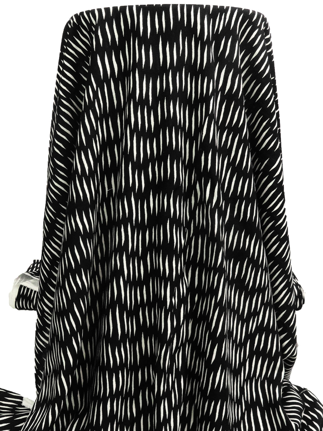 Black/Off-White Rayon/Linen Abstract Dash Print Shirt Weight Woven 53W