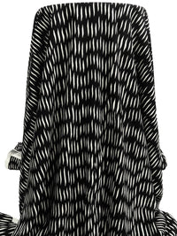 Black/Off-White Rayon/Linen Abstract Dash Print Shirt Weight Woven 53W