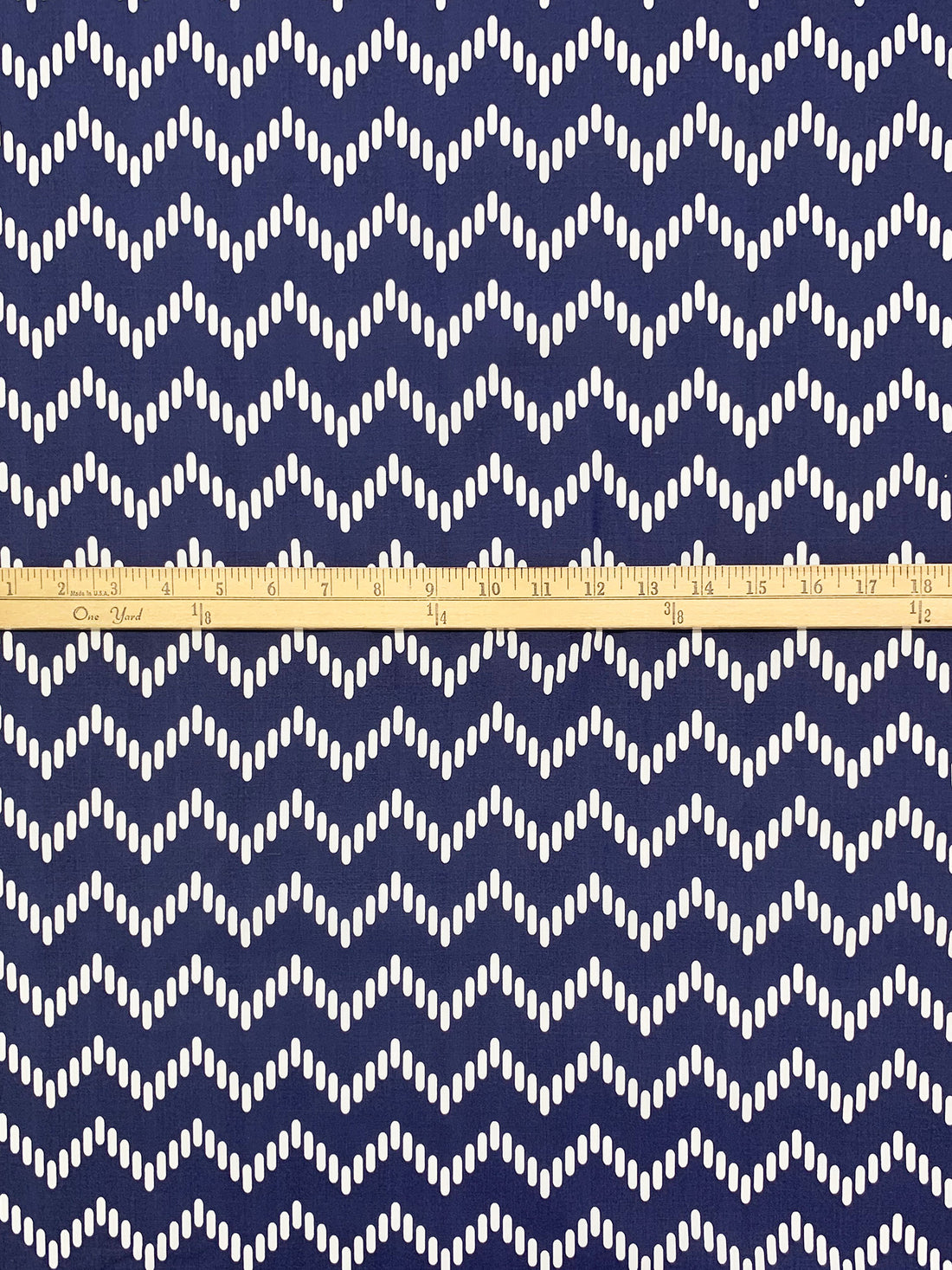 Navy/White Polyester/Cotton Chevron Print Broadcloth 58W