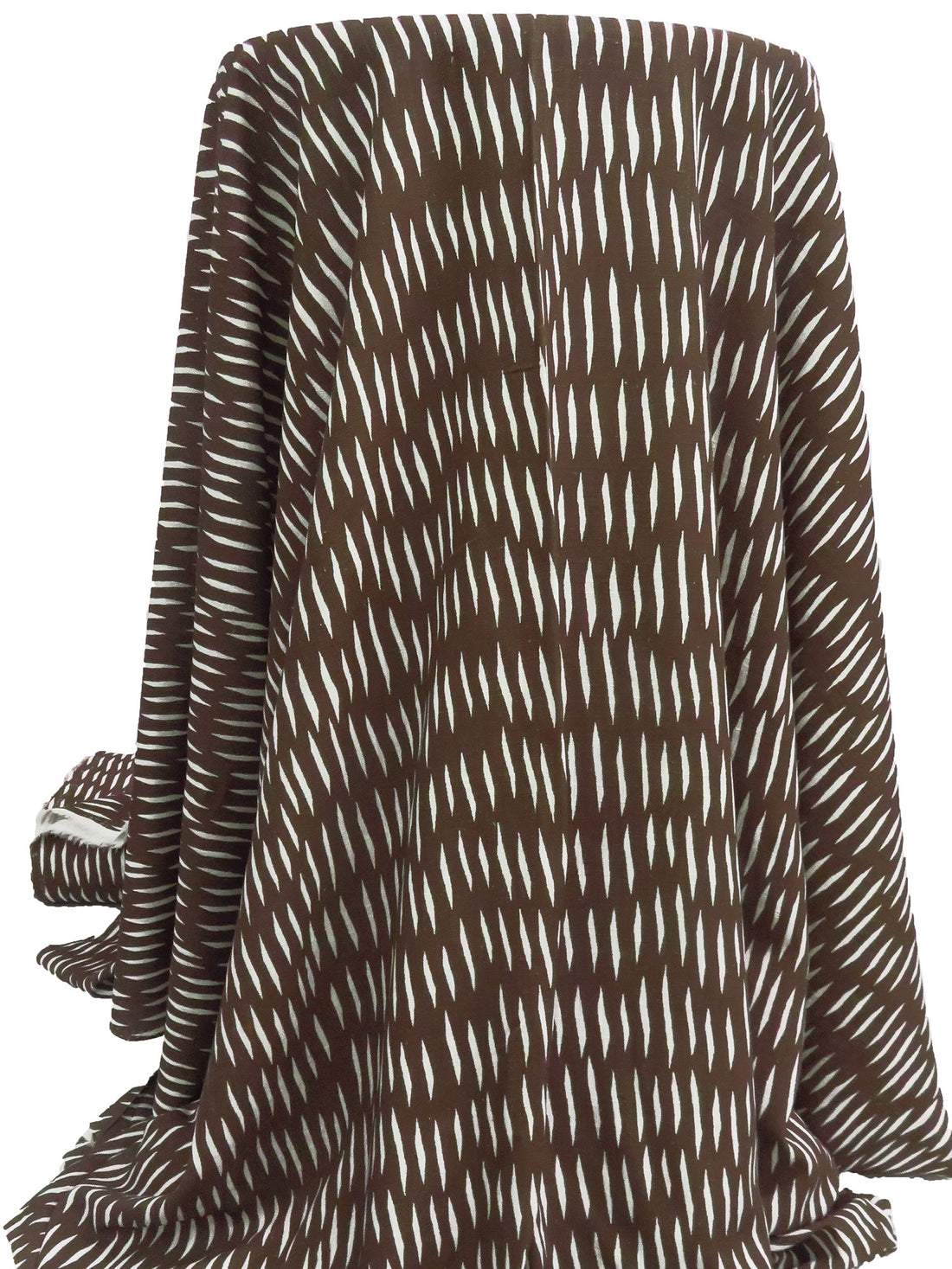 Bistre/Off-White Rayon/Linen Abstract Dash Print Shirt Weight Woven 53W