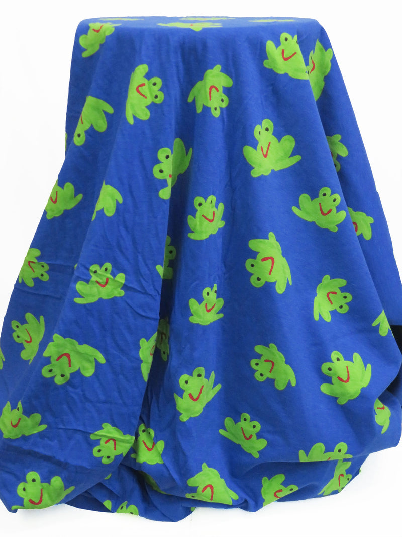 Royal Azure/Kelly Green/Black/Berry Red 100% Cotton Frog Print Jersey Knit 56W