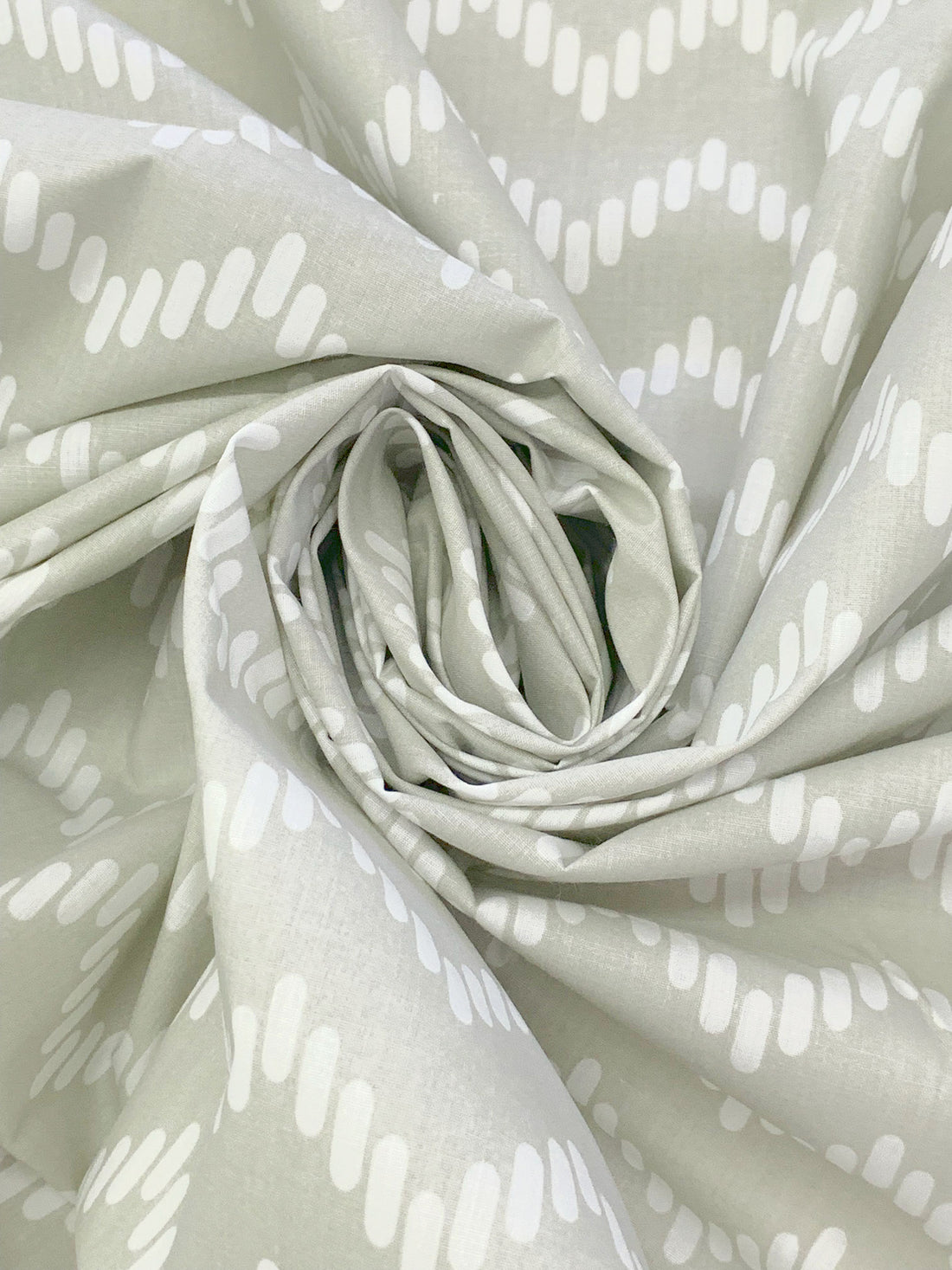 Stone Gray/White Polyester/Cotton Chevron Print Broadcloth 58W