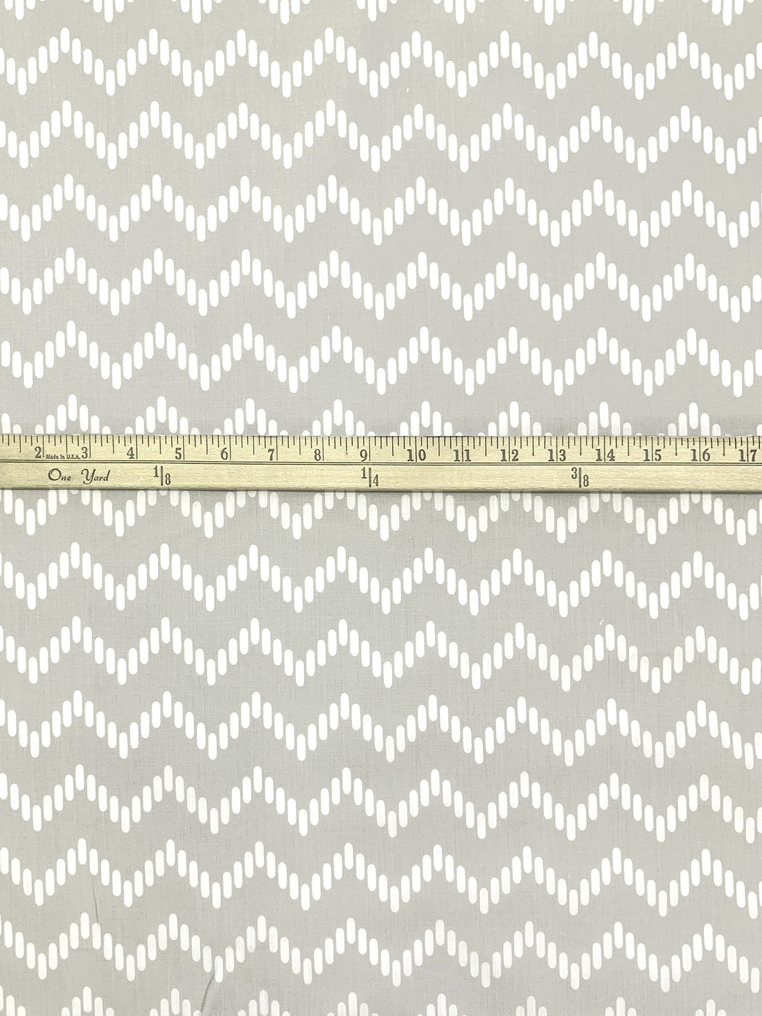 Stone Gray/White Polyester/Cotton Chevron Print Broadcloth 58W