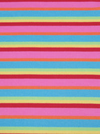 Bubblegum Pink/Sky Blue/Lemon/Multi Cotton/Polyester Horizontal Stripe Interlock Knit