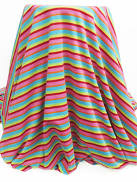 Bubblegum Pink/Sky Blue/Lemon/Multi Cotton/Polyester Horizontal Stripe Interlock Knit