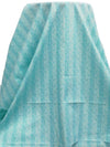 Pale Robins Egg Blue/Mid Aqua Polyester/Cotton Floral Vertical Stripe Print Broadcloth 60W