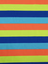 Cobalt/Lime/Carrot Orange/Sky Blue Cotton/Lycra Horizontal Stripe Print Jersey Knit 60W