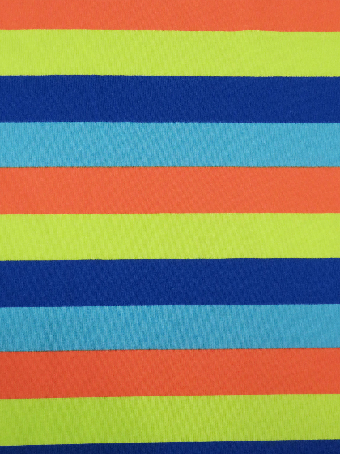 Cobalt/Lime/Carrot Orange/Sky Blue Cotton/Lycra Horizontal Stripe Print Jersey Knit 60W