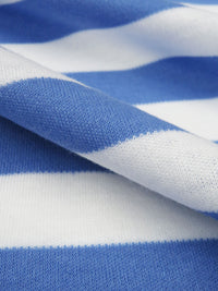 Dutch Blue/White Cotton/Polyester Horizontal Stripe Interlock Knit 60W