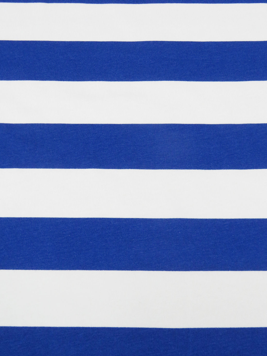 White/Deep Cobalt Cotton/Lycra Horizontal Stripe Print Jersey Knit 60W