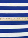 White/Deep Cobalt Cotton/Lycra Horizontal Stripe Print Jersey Knit 60W