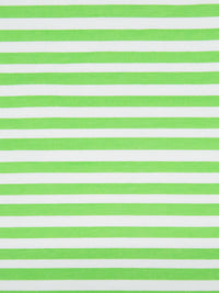 Soft Lime/White Cotton/Lycra Horizontal Stripe Print Jersey Knit 56W